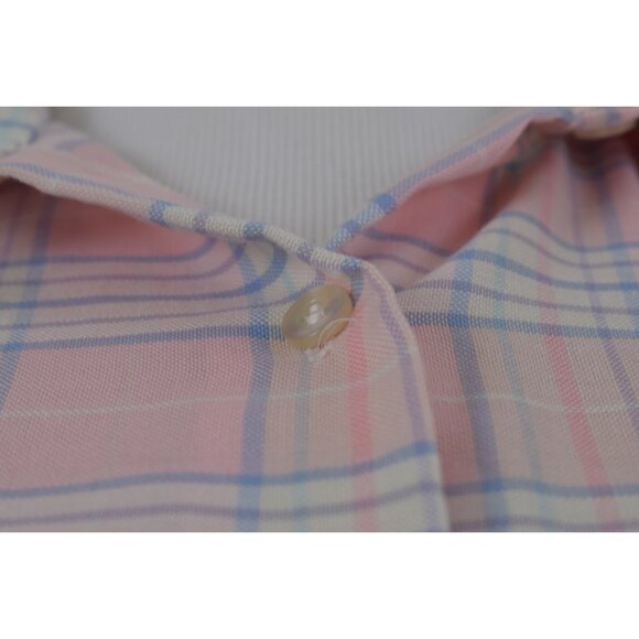 Vintage 80s Plaid Long Sleeves Poly/Cotton Pastel Button up Blouse - Picture 6 of 10